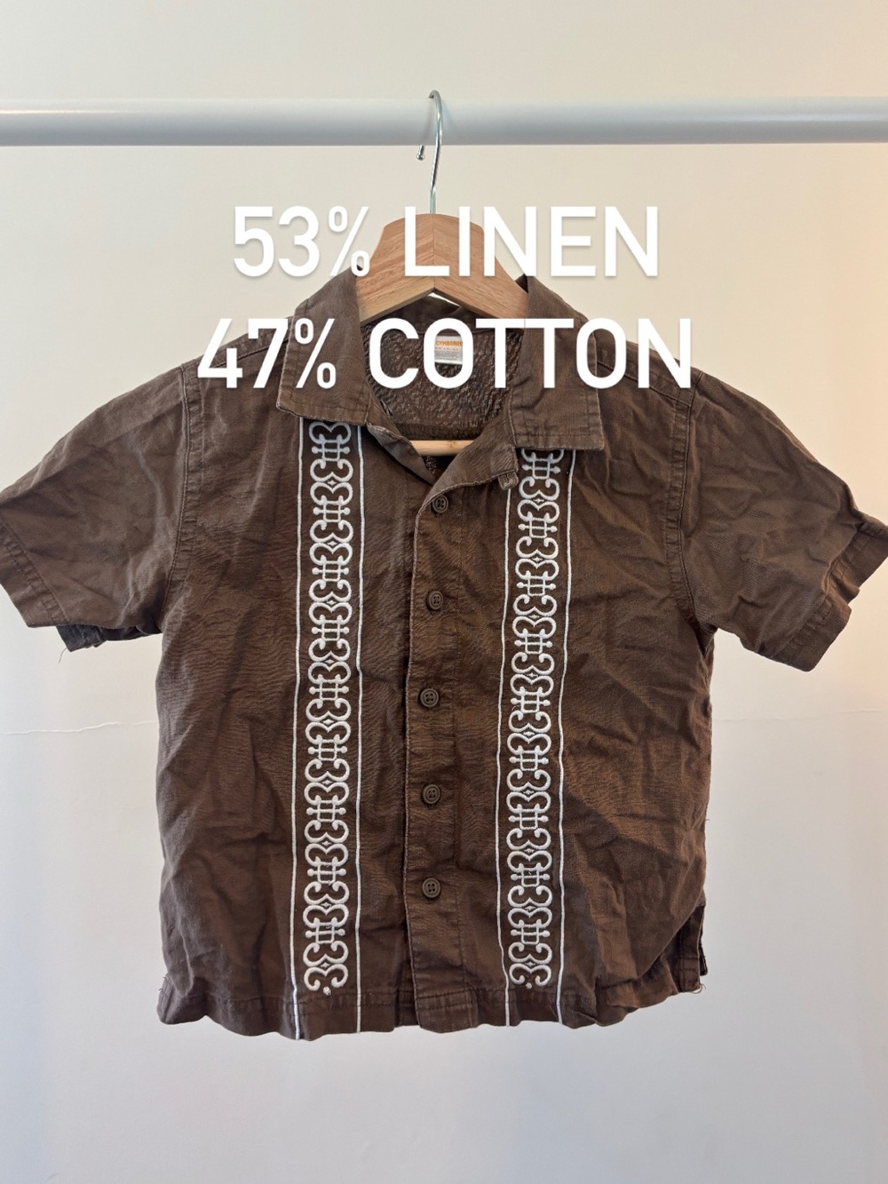 Gymboree Kids Brown Embroidered shirt | Linen & Cotton